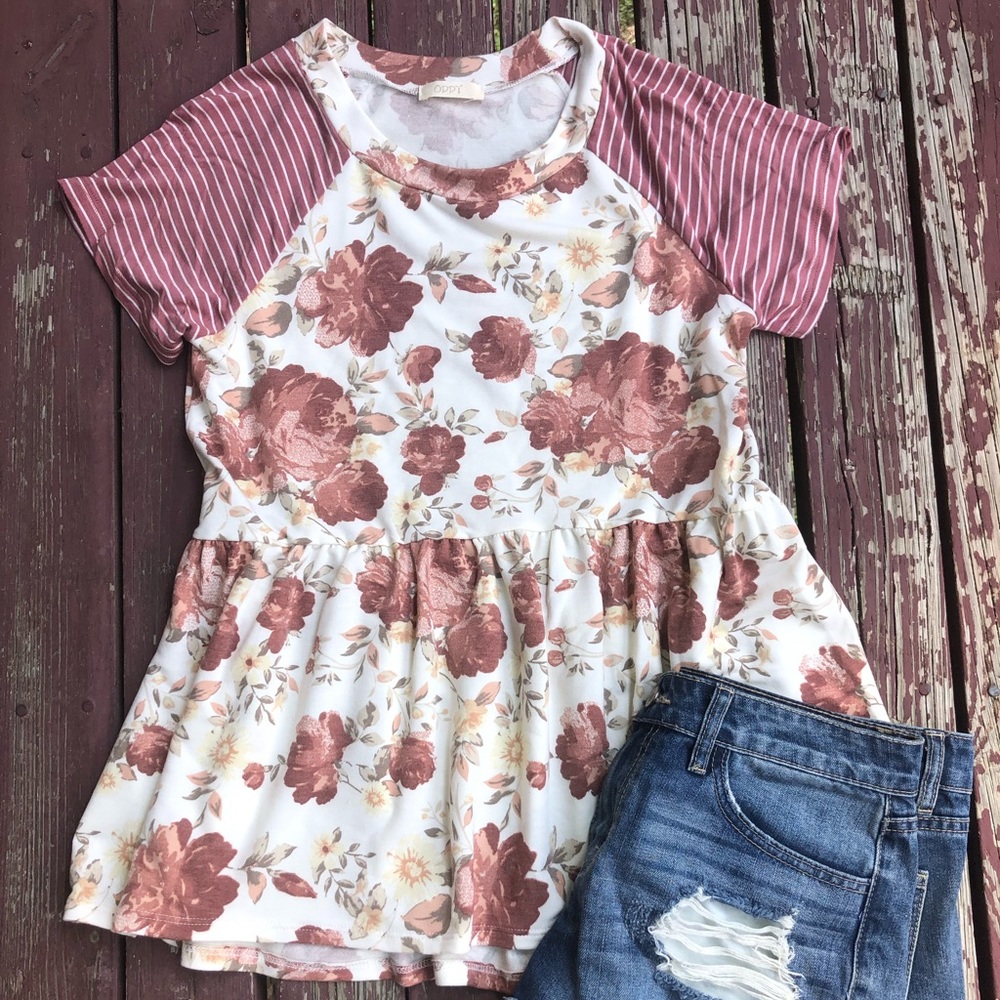 Floral & Stripes Top